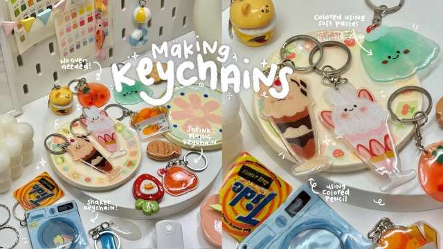 diy shrink plastic keychains🍅🍊📦