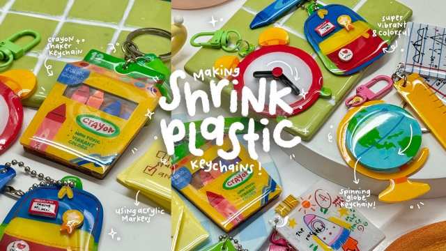 easy diy shrink plastic shaker keychains⏰📝🖍️🎒