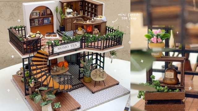 diy miniature kit, forest tea shop🫖🍰💐